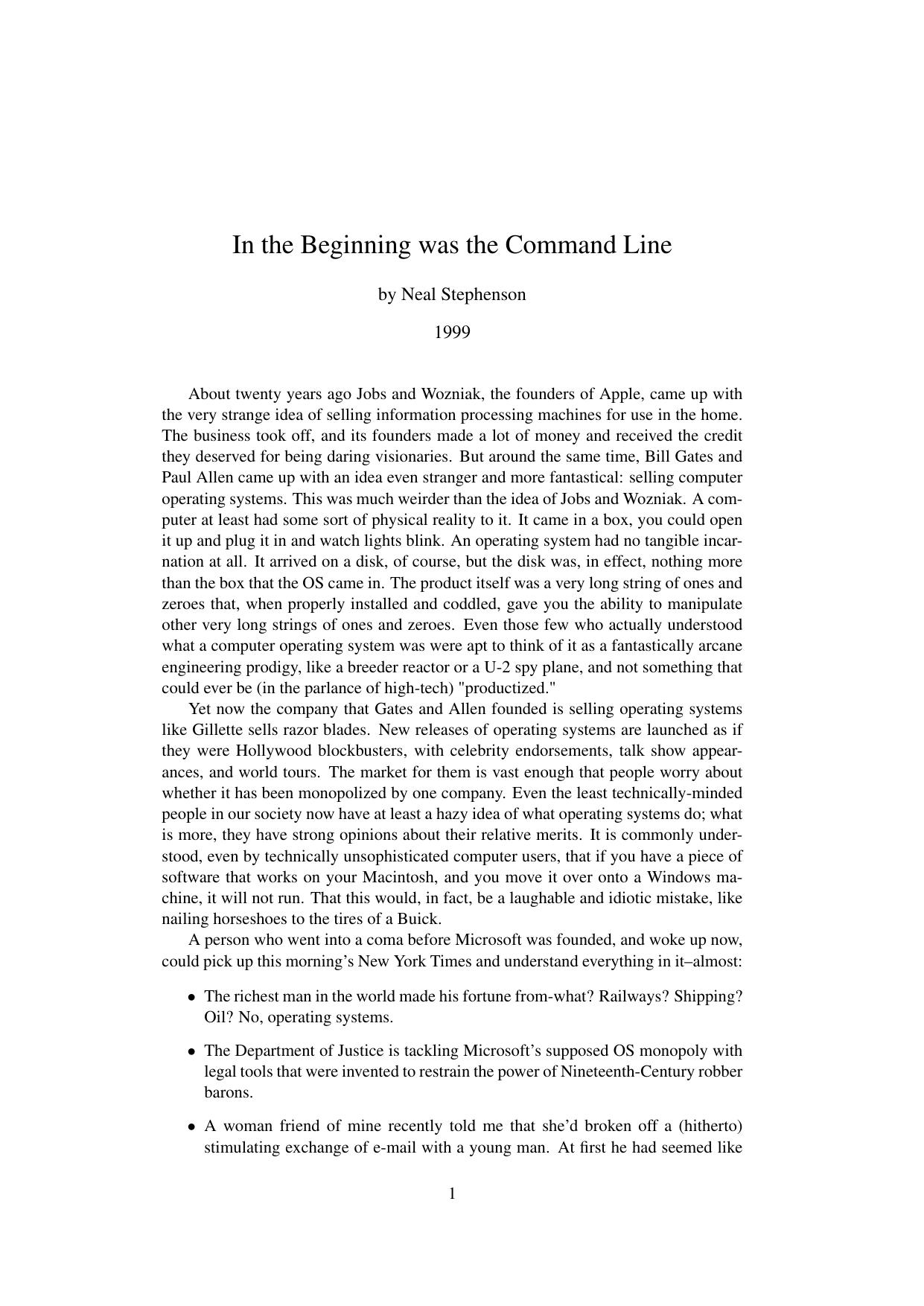 In the Beginning was the Command Line